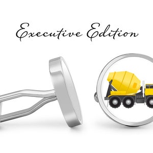 Cement Truck Cufflinks - Construction Cuff Links - Truck Driver Cufflink (Pair) Lifetime Guarantee (S0730)