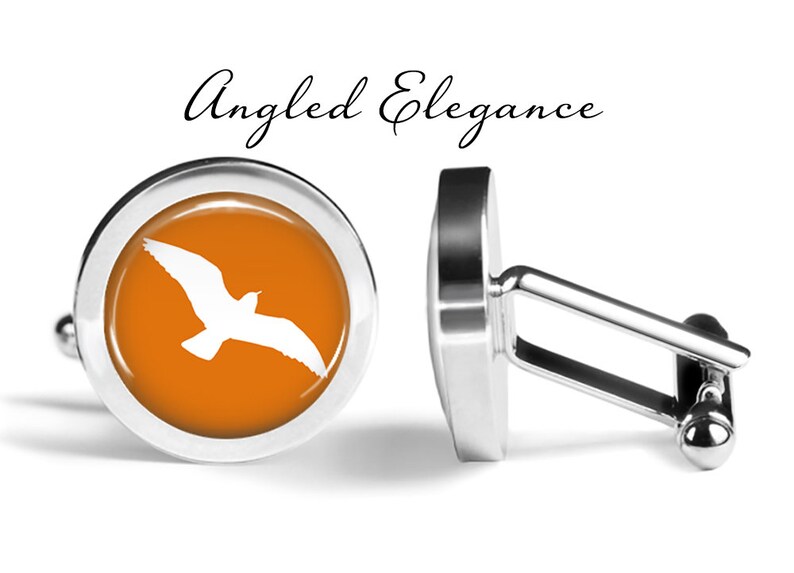 Lifetime Guarantee S0368 Pair Orange Seagull Cufflinks Sea Bird Cufflink Seagull Cuff Links