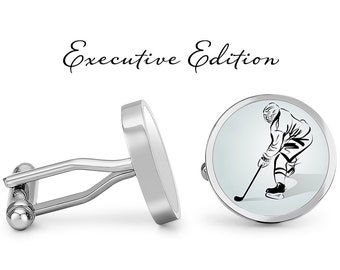 Hockey Cufflinks Hockey Hockey Cuff Links Hockey Player Cufflink (Garantía de por vida) S1631