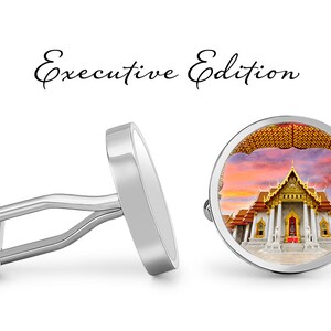 Thailand Temple Cufflinks - Buddhist Cuff Links - Religious Temple Cuff Link (Pair) Lifetime Guarantee (S1325)