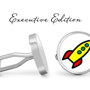 Rocket Cufflinks - Fun Rocketship Cufflinks - Cartoon Rocket Cufflink - Space Cufflinks - Astronaut Gift (Pair) Garantía de por vida (S0474)