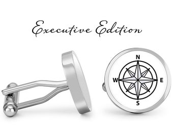 Compass Cufflinks - Nautical Compass Cuff Links (Pair) Lifetime Guarentee (S0962)