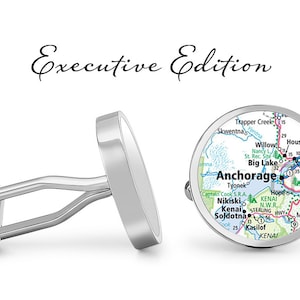 Anchorage Alaska Cufflinks - City Map Cuff Links (Lifetime Guarantee) S2671