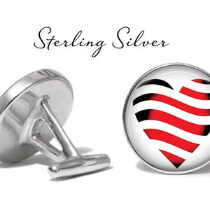 Heart Cufflinks Valentine's Day Cuff Links Hearts Cufflink Lifetime Guarantee S1612 Sterling Silver