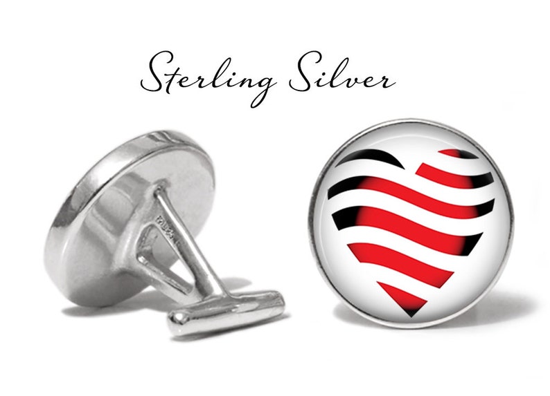 Heart Cufflinks Valentine's Day Cuff Links Hearts Cufflink Lifetime Guarantee S1612 Sterling Silver