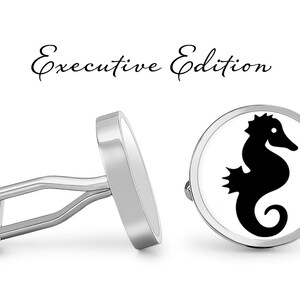Seahorse Cufflinks - Sea Creature Cufflinks - Beach Wedding Cufflink (Pair) Lifetime Guarantee (S0311)