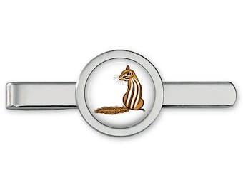 Striped Squirrel Tie Clip - Squirrel Tie Bar - Rodent Tie Clip - Cufflinks Accessories (Lifetime Guarantee) T0046