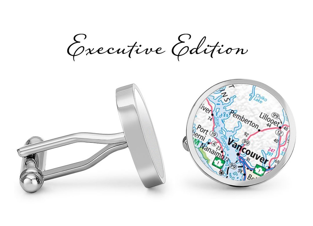 Vancouver Cufflinks British Columbia Canada Cuff Links City Map Cufflink lifetime Guarantee