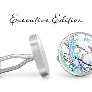 Vancouver Cufflinks Colombie-Britannique Canada Cuff Links Carte de la ville Cufflink (Garantie à vie) S2119
