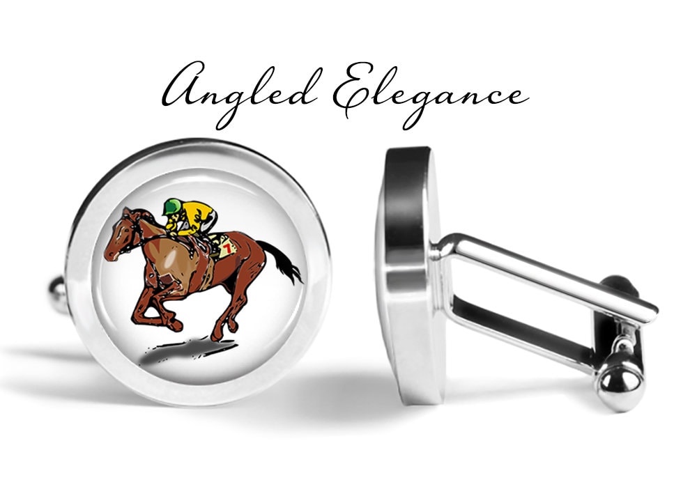 Jockey Cufflinks - Horse Racing Cuff Links - Horse Track Cufflink