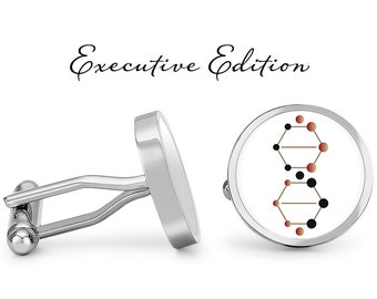 DNA Double Helix Cufflinks - Science Cuff Links - Bio Chem Cufflink (Lifetime Guarantee) S2230