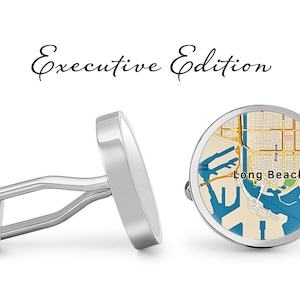Long Beach Cufflinks California Cuff Links Carte de la ville Cufflink (Garantie à vie) S2141