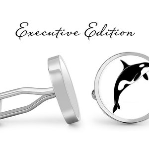 Orca Whale Cufflinks - Killer Whale Cuff Links - Whale Cufflink (Pair) Lifetime Guarantee (S1194)
