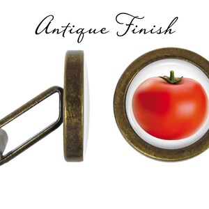 Tomato Cufflinks Fruit Vegetable Cufflinks Produce Cuff Tomatoes Cuff Links Pair Lifetime Guarantee S0173 Antique Finish