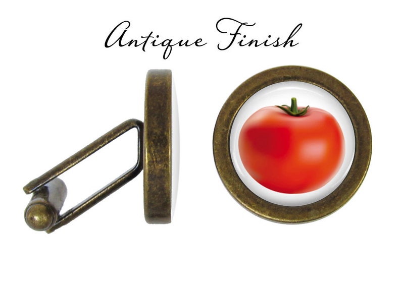 Tomato Cufflinks Fruit Vegetable Cufflinks Produce Cuff Tomatoes Cuff Links Pair Lifetime Guarantee S0173 Antique Finish