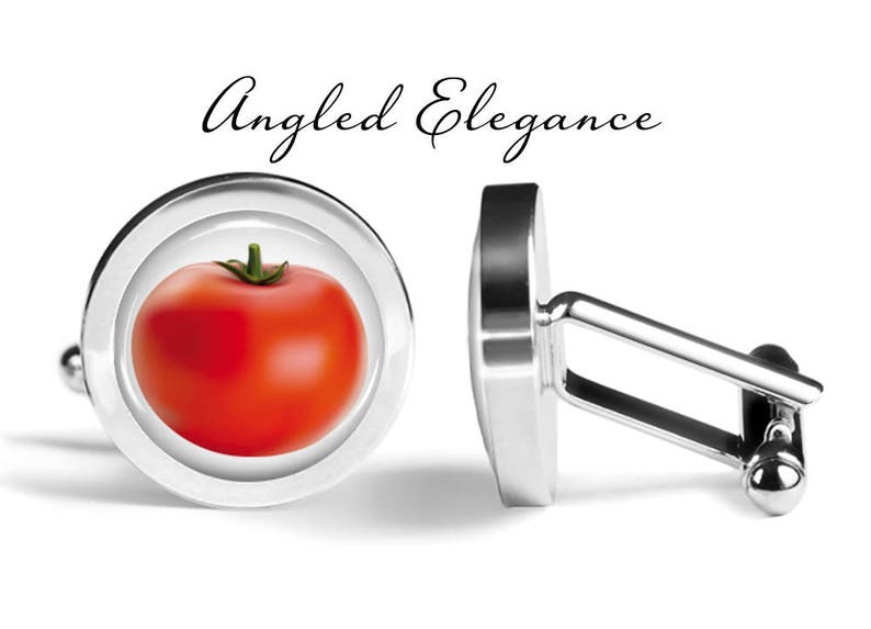 Tomato Cufflinks Fruit Vegetable Cufflinks Produce Cuff Tomatoes Cuff Links Pair Lifetime Guarantee S0173 Angled Elegance