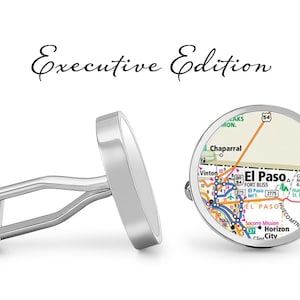 El Paso Manchetknopen Texas Cuff Links City Map Cufflink (Levenslange Garantie) S2122