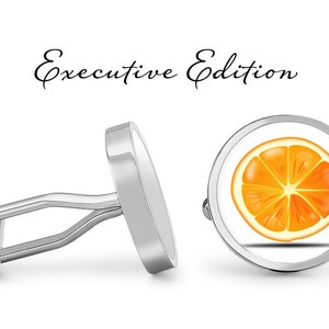 Orange Slice Cufflinks - Oranges Cuff Link - Fruit Cufflinks (Pair) Lifetime Guarantee (S0126)