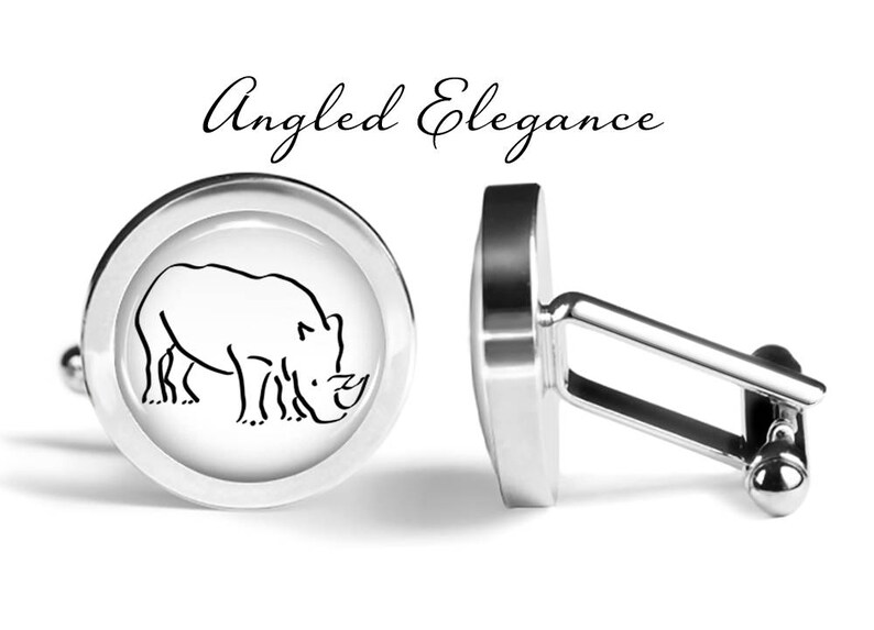 S0133 Rhino Cufflink Rhino Cufflinks Wildlife Cufflinks Rhinoceros Cuff Links Lifetime Guarantee Pair