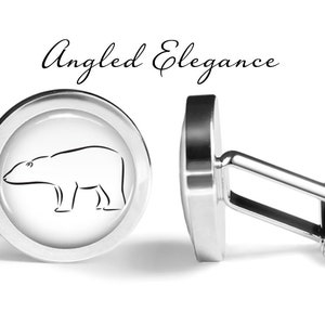 Polar Bear Cufflinks PolarBear Cuff Links Bear Cufflink Polar Bear Gift Pair Lifetime Guarantee S0868 Angled Elegance