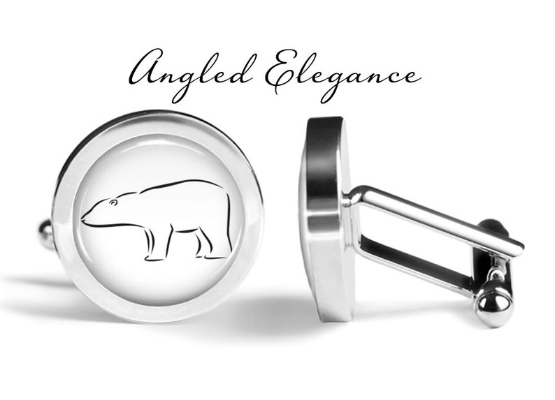 Polar Bear Cufflinks PolarBear Cuff Links Bear Cufflink Polar Bear Gift Pair Lifetime Guarantee S0868 Angled Elegance