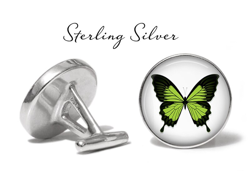 Lifetime Guarantee S1673 Green Butterfly Cufflinks Butterflies Cuff Links