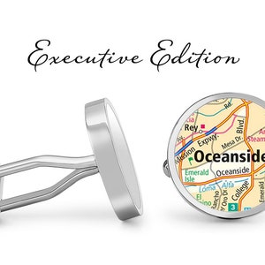 Oceanside Manchetknopen - Oceanside California Kaart Manchetknopen (Levenslange Garantie) S2517