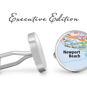 Newport Beach Cufflinks - Newport Beach California Map Cuff Links - Carte de la ville Cufflink (Garantie à vie) S2345