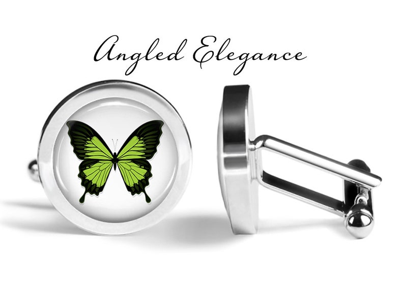 Lifetime Guarantee S1673 Green Butterfly Cufflinks Butterflies Cuff Links