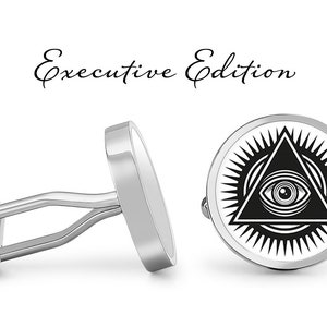 All Seeing Eye Cufflinks - Masonic Symbol Cuff Links - Eye of Providence Cufflink (Lifetime Guarantee) S2446
