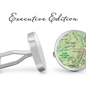 Zion National Park Cufflinks Kaart Cuff Links Utah Cufflink (Levenslange Garantie) S2105