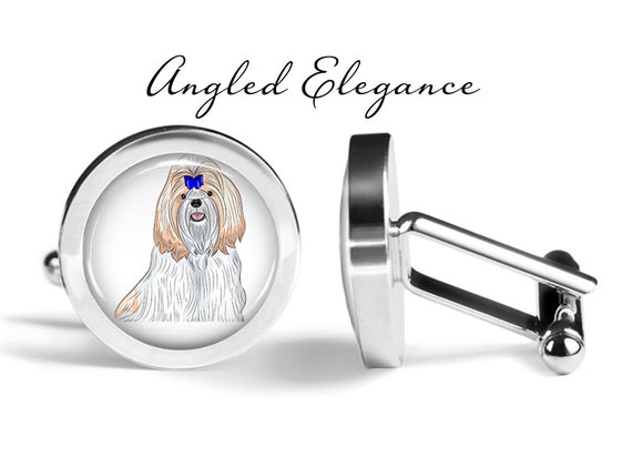 Contoured Edition Oakmont Cufflinks Havanese Dog Cufflinks Havanese Cuff Links