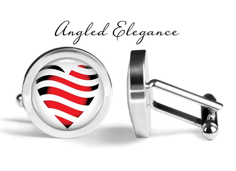 Heart Cufflinks Valentine's Day Cuff Links Hearts Cufflink Lifetime Guarantee S1612 Angled Elegance