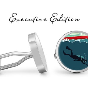 Scuba Diver Cufflinks - Diving Cuff Links (Lifetime Guarantee) S2593