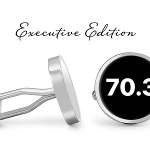 70.3 Triathlon Cufflinks: Swim Bike Run, Steel Core