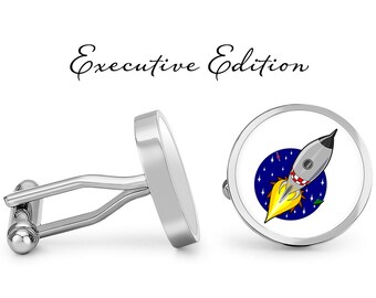 Rocket Cufflinks - Rocketship Cuff Links - Space Cufflinks - Astronaut Gift (Pair) Lifetime Guarantee (S0143)