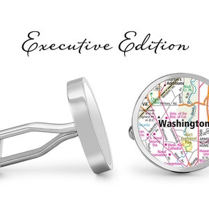 Washington Manchetknopen DC Cuff Links City Map Cufflink (Levenslange Garantie) S2145