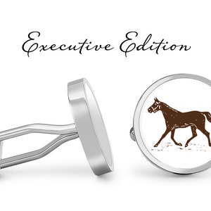 Horse Cufflinks - Jockey Cufflinks - Equestrian Cuff Links (Pair) Lifetime Guarantee (S0987)