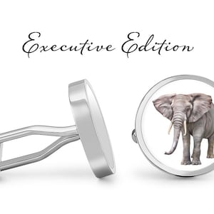 Elephant Cufflinks - African Safari Cuff Links - Animal Cufflink (Pair) Lifetime Guarantee (S0082)