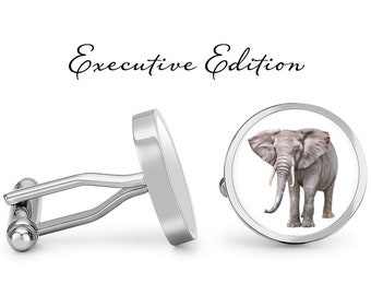 Elephant Cufflinks - African Safari Cuff Links - Animal Cufflink (Pair) Lifetime Guarantee (S0082)