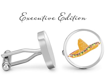 Sombrero Cufflinks Mexican Sombreros Cuff Links (Garantía de por vida) S1868