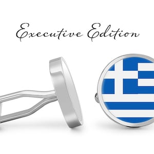 Greece Cufflinks Greek Flag Cuff Links (Lifetime Guarantee) S2151