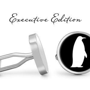 Penguin Cufflinks - Emperor Penguin Silhouette Cuff Links (Lifetime Guarantee) S2634