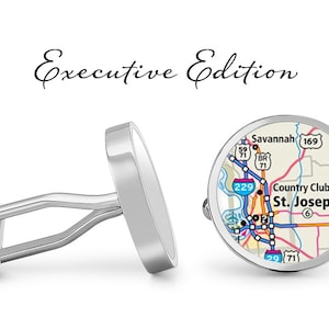 St. Joseph Missouri Cufflinks - Saint Joseph Map Cuff Links (Garantie à vie) S2520
