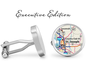 St. Joseph Missouri Cufflinks - Saint Joseph Map Cuff Links (Lifetime Guarantee) S2520