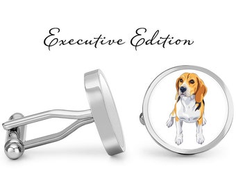 Beagle Cufflinks - Beagle Cufflink - Dog Cufflinks - Beagle Gift - Dog Wedding Gift (Pair) Lifetime Guarantee (S0276)