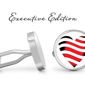 Heart Cufflinks Valentine's Day Cuff Links Hearts Cufflink Lifetime Guarantee S1612 Executive Edition