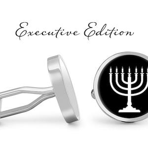 Menorah Cufflinks - Hanukkah Cufflinks - Jewish Wedding Cufflinks - Religious Cufflink (Pair) Lifetime Guarantee (S0600)