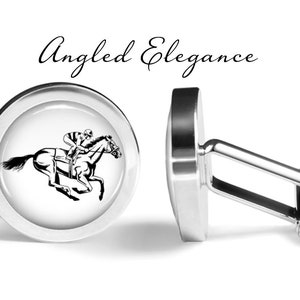 Jockey Cufflinks Horse Racing Cufflinks Horse Cuff Links Derby Cufflink Pair Lifetime Guarantee S0724 Angled Elegance