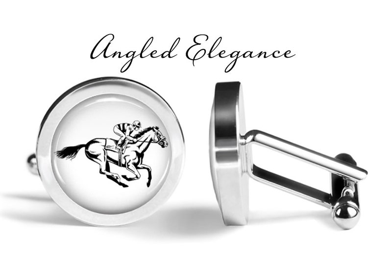 Jockey Cufflinks Horse Racing Cufflinks Horse Cuff Links Derby Cufflink Pair Lifetime Guarantee S0724 Angled Elegance